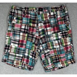 Gap Shorts Mens 38x10 Madras Plaid Patchwork Red White Blue Preppy